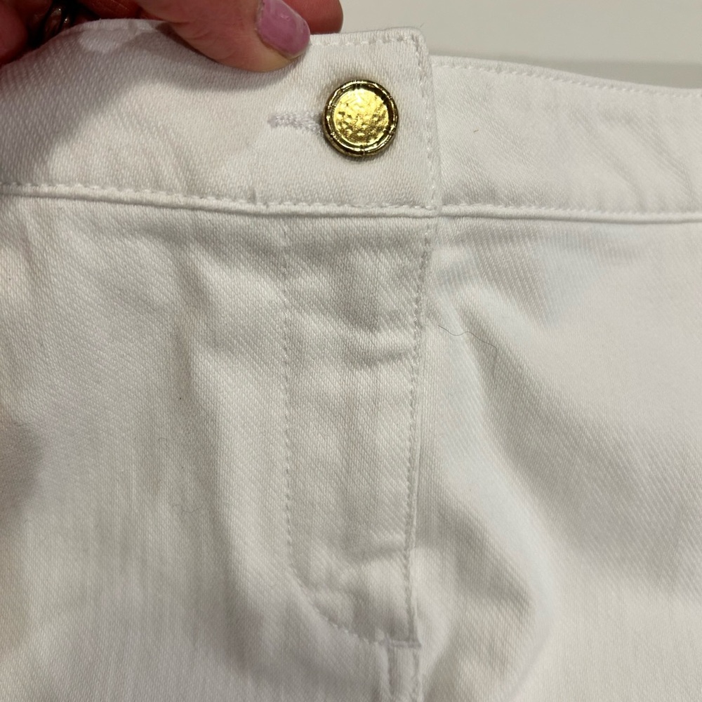 J. McLaughlin preppy classic summer white denim mini knee length skirt size 4 - Picture 3 of 9